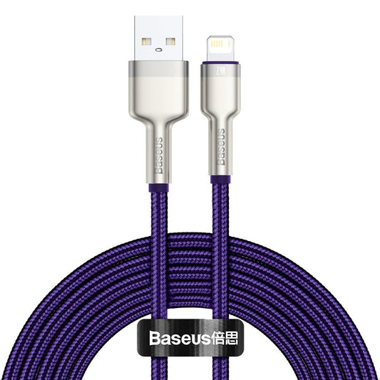 Cablu Date si Incarcare USB-A - Lightning Baseus Cafule Metal Series, 18W, 2m, Mov CALJK-B05