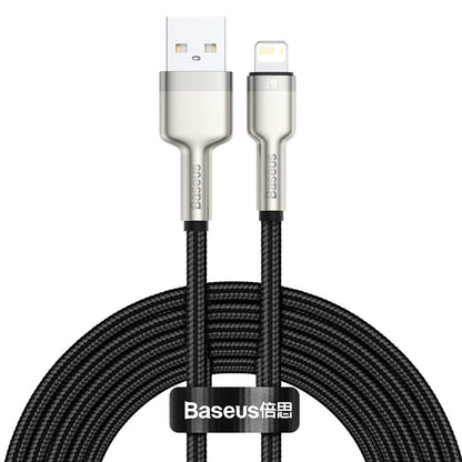 Cablu Date si Incarcare USB-A - Lightning Baseus Cafule Metal Series, 18W, 2m, Negru CALJK-B01