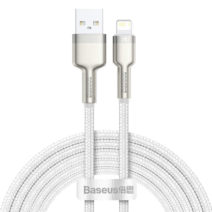 Cablu Date si Incarcare USB-A - Lightning Baseus Cafule Metal Series, 18W, 2m, Alb CALJK-B02