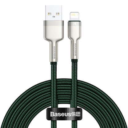Cablu Date si Incarcare USB-A - Lightning Baseus Cafule Metal Series, 18W, 2m, Verde CALJK-B06