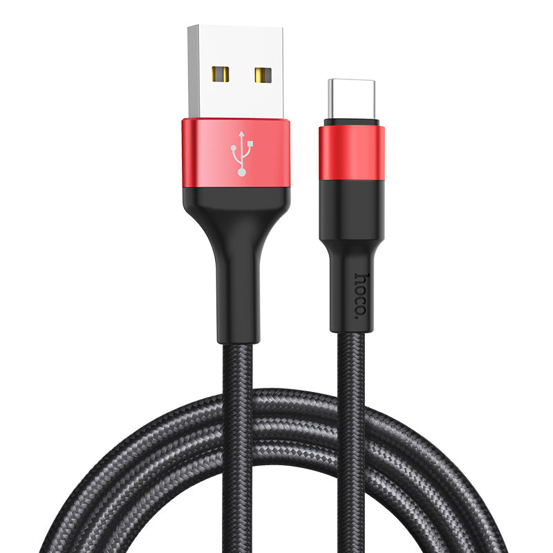 Cablu Date si Incarcare USB-A - USB-C HOCO X26 Xpress, 18W, 1m, Negru Rosu