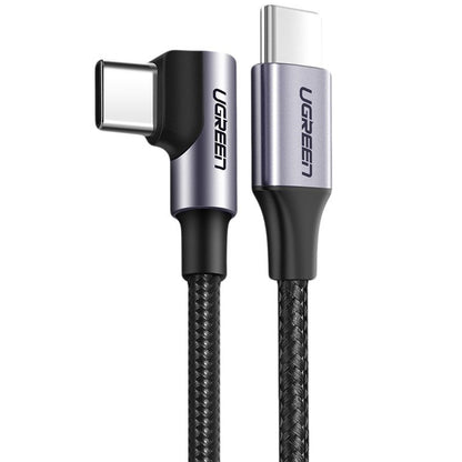 Cablu Date si Incarcare USB-C - USB-C UGREEN US255 Angled, 60W, 2m, Gri