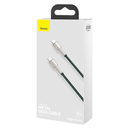 Cablu Date si Incarcare USB-C - USB-C Baseus Cafule Metal Series, 100W, 2m, Verde CATJK-D06
