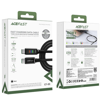Cablu Date si Incarcare USB-C - USB-C Acefast C7-03, 100W, 1.2m, Negru