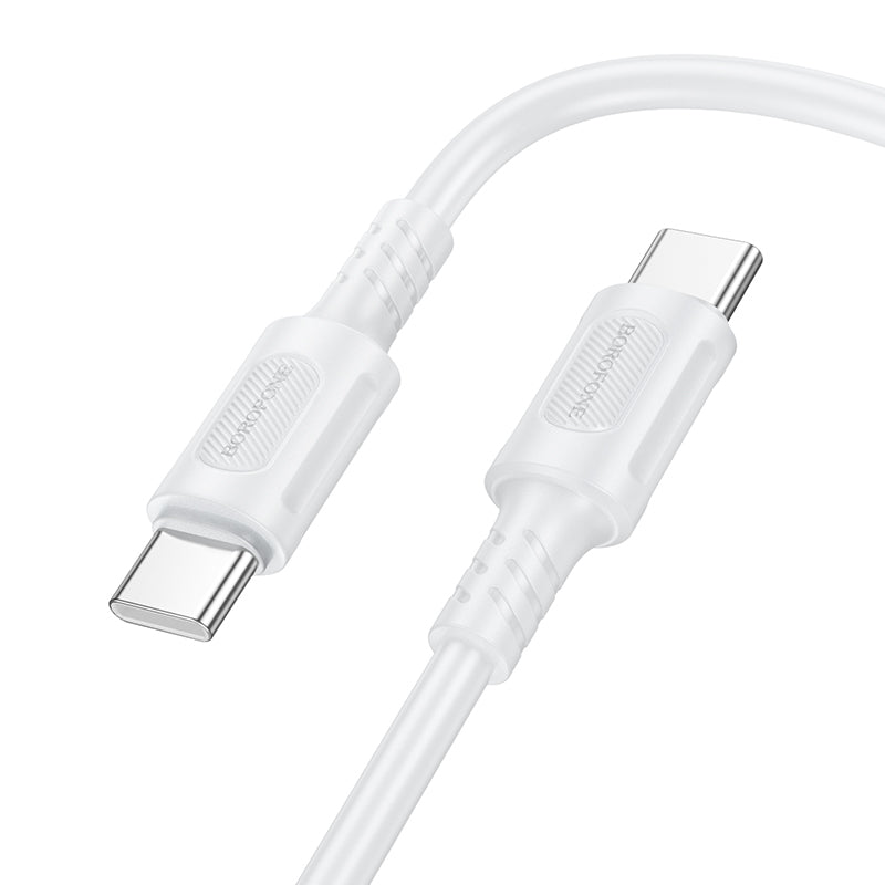 Cablu Date si Incarcare USB-C - USB-C Borofone BX111 Feliz, 60W, 1m, Alb