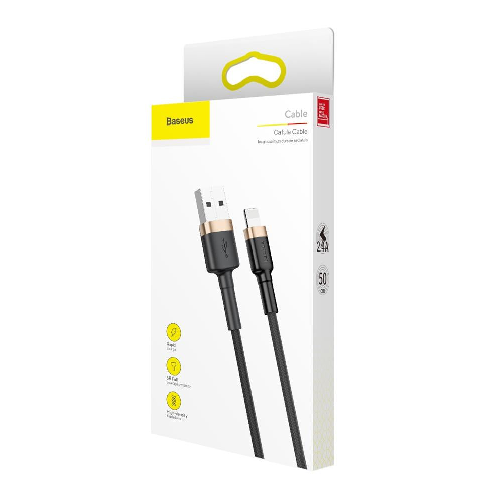 Cablu Date si Incarcare USB-A - Lightning Baseus Cafule, 18W, 1m, Auriu