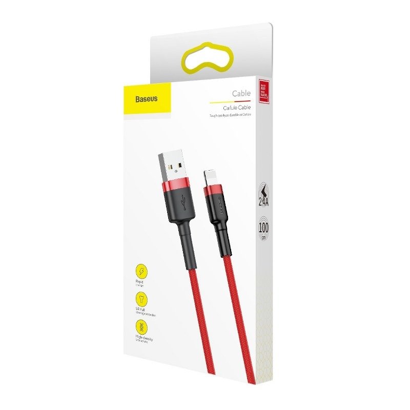 Cablu Date si Incarcare USB-A - Lightning Baseus Cafule, 18W, 1m, Rosu CALKLF-B09