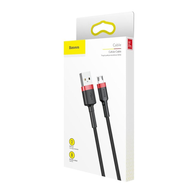 Cablu Date si Incarcare USB-A - microUSB Baseus Cafule, 18W, 2m, Rosu