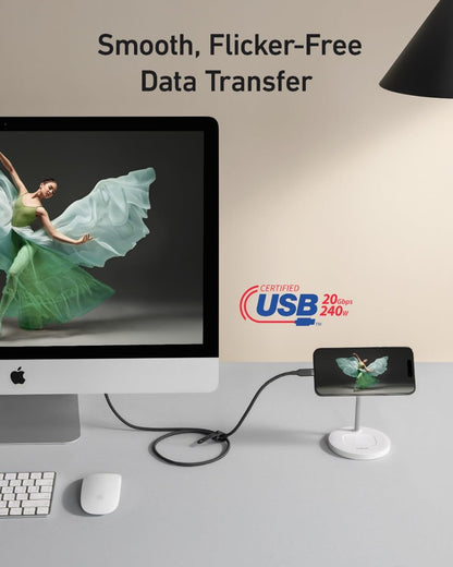 Cablu Date si Incarcare USB-C - USB-C Anker, 240W, 0.9m, Negru A80N1H11