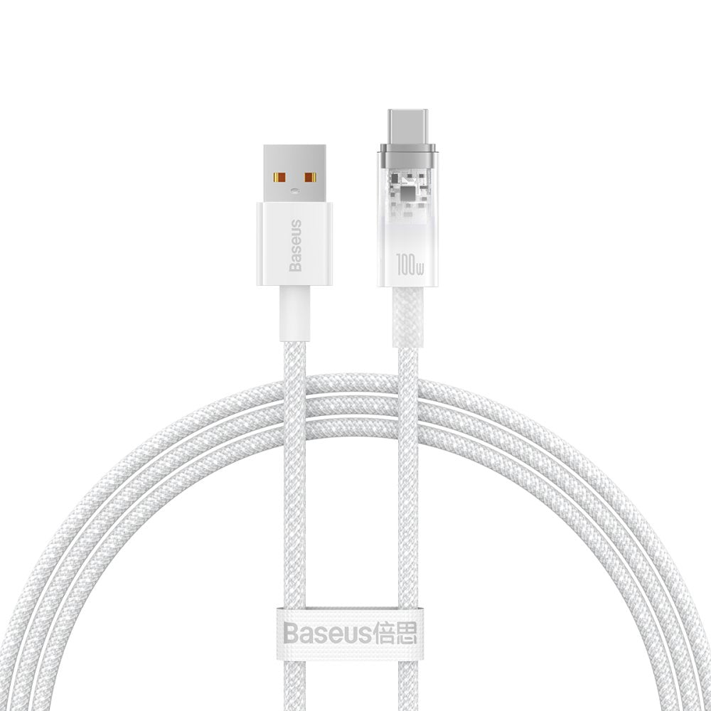 Cablu Date si Incarcare USB-A - USB-C Baseus Explorer, 100W, 1m, Alb CATS010402