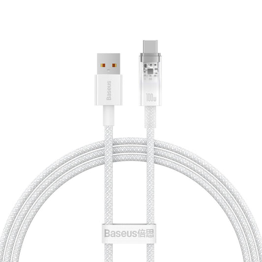 Cablu Date si Incarcare USB-A - USB-C Baseus Explorer, 100W, 1m, Alb CATS010402
