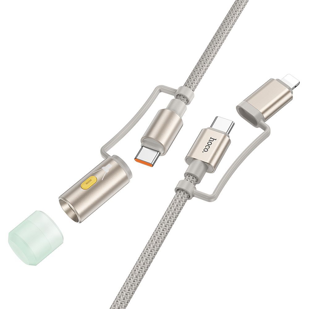 Cablu Date si Incarcare USB-C / Lightning - USB-C / Led HOCO U138, 60W, 1.2m, Gri