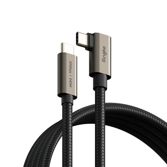 Cablu Date si Incarcare USB-C - USB-C Ringke 2X2 Angled, 240W, 2m, Negru