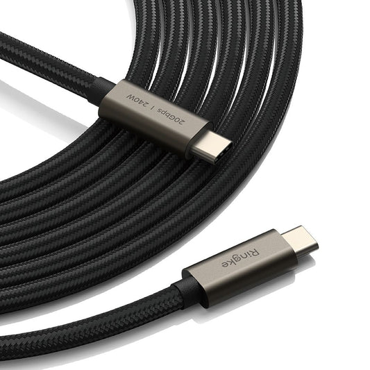 Cablu Date si Incarcare USB-C - USB-C Ringke 2X2, 240W, 1m, Negru