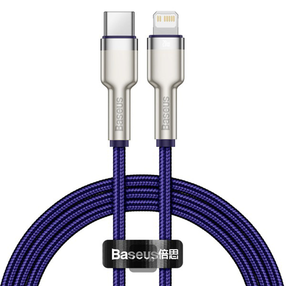 Cablu Date si Incarcare USB-C - Lightning Baseus Cafule Metal Series, 20W, 1m, Mov CATLJK-A05