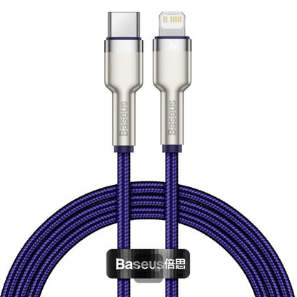 Cablu Date si Incarcare USB-C - Lightning Baseus Cafule Metal Series, 20W, 1m, Mov CATLJK-A05