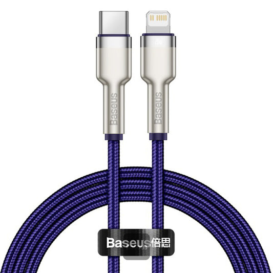 Cablu Date si Incarcare USB-C - Lightning Baseus Cafule Metal Series, 20W, 1m, Mov CATLJK-A05