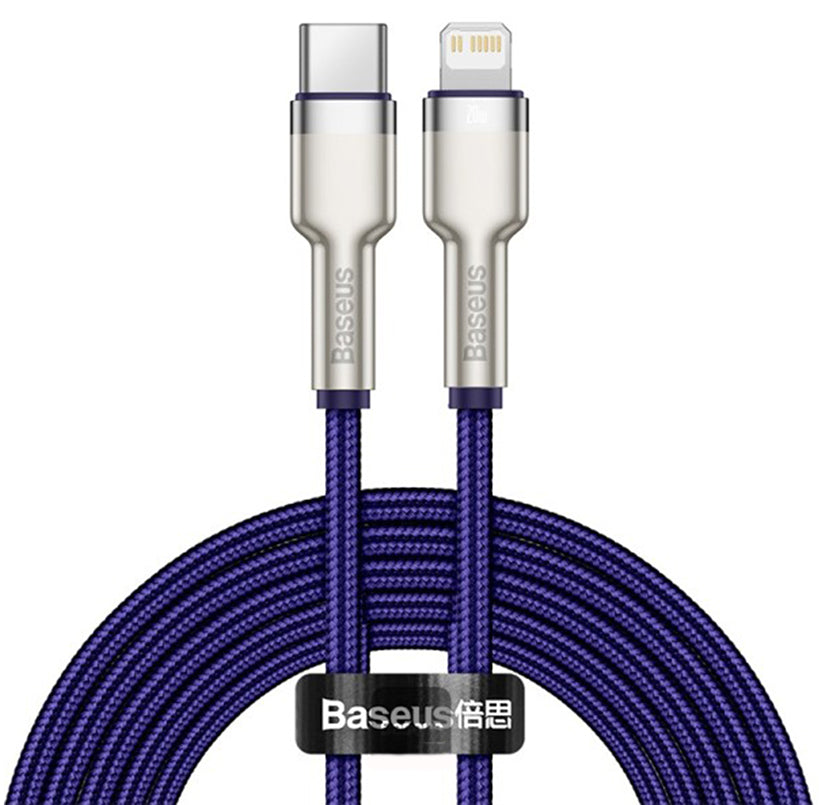 Cablu Date si Incarcare USB-C - Lightning Baseus Cafule Metal Series, 20W, 2m, Mov CATLJK-B05