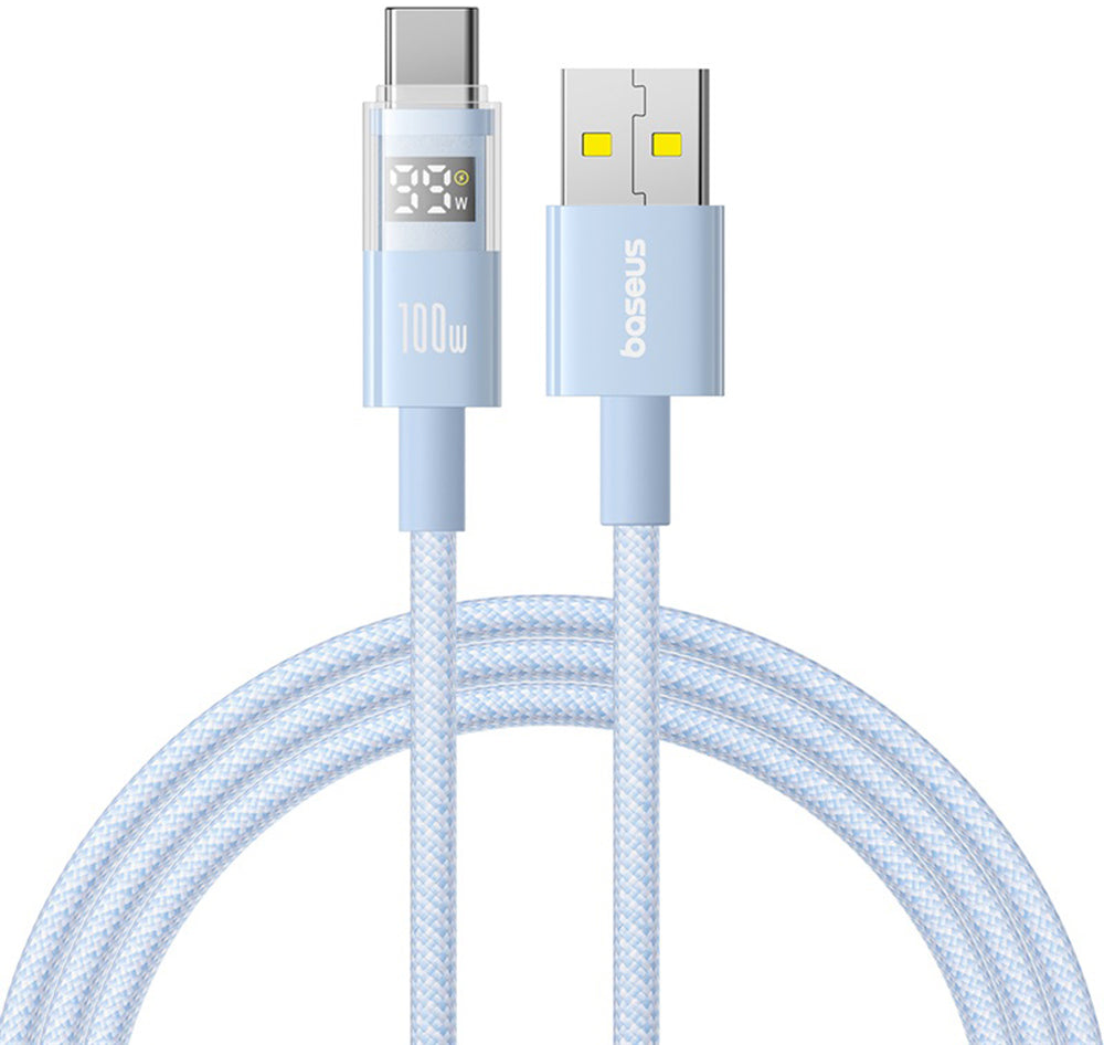 Cablu Date si Incarcare USB-A - USB-C Baseus Display 2, 100W, 1m, Albastru P10382701311-00