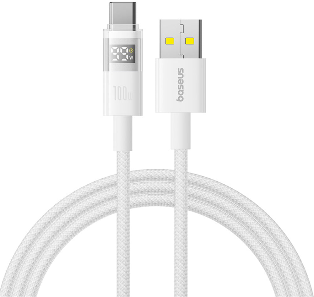 Cablu Date si Incarcare USB-A - USB-C Baseus Display 2, 100W, 1m, Alb P10382701211-00