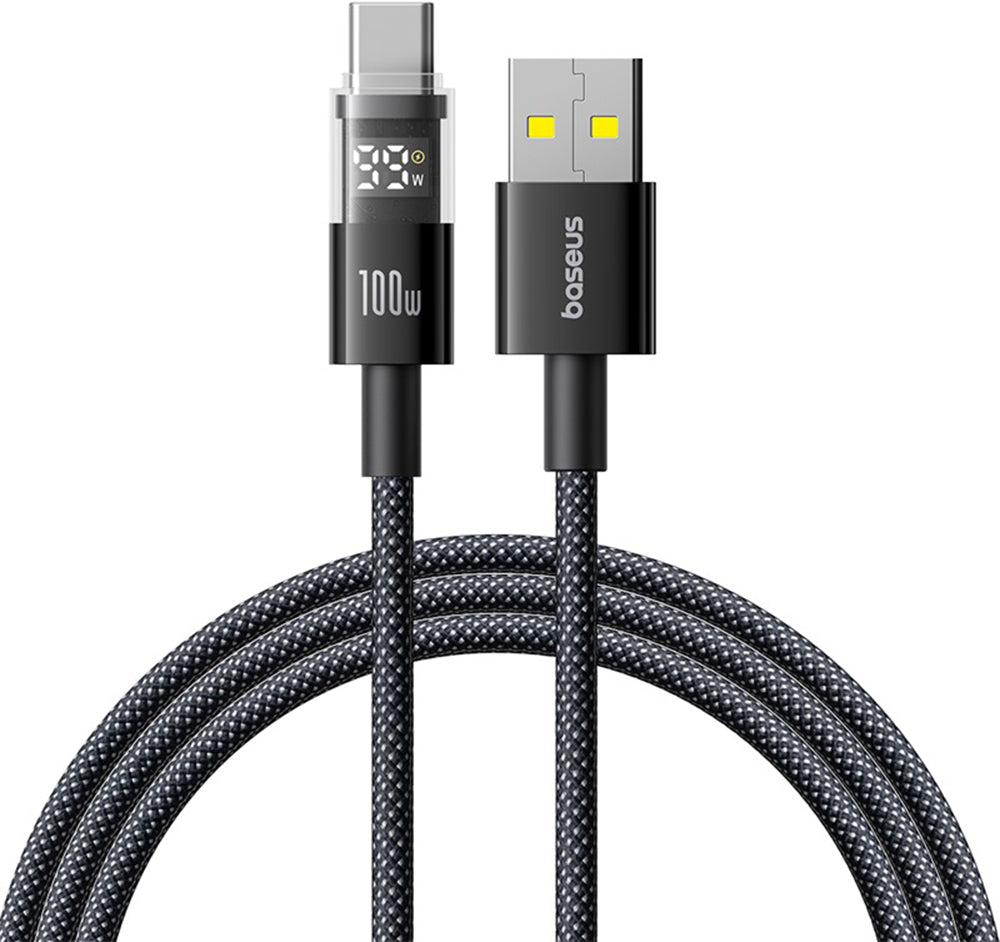 Cablu Date si Incarcare USB-A - USB-C Baseus Display 2, 100W, 1m, Negru P10382701121-00