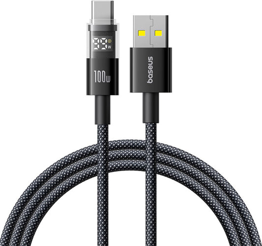 Cablu Date si Incarcare USB-A - USB-C Baseus Display 2, 100W, 1m, Negru P10382701121-00