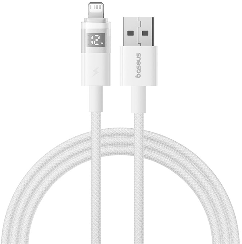 Cablu Date si Incarcare USB-A - Lightning Baseus Display 2, 18W, 2m, Alb P10382700211-01