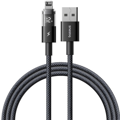 Cablu Date si Incarcare USB-A - Lightning Baseus Display 2, 18W, 2m, Negru P10382700121-01