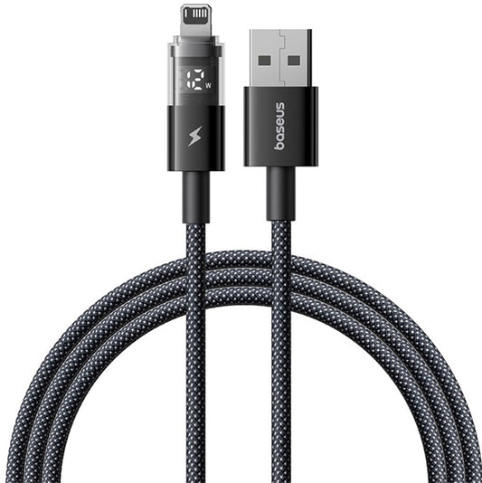 Cablu Date si Incarcare USB-A - Lightning Baseus Display 2, 18W, 2m, Negru P10382700121-01