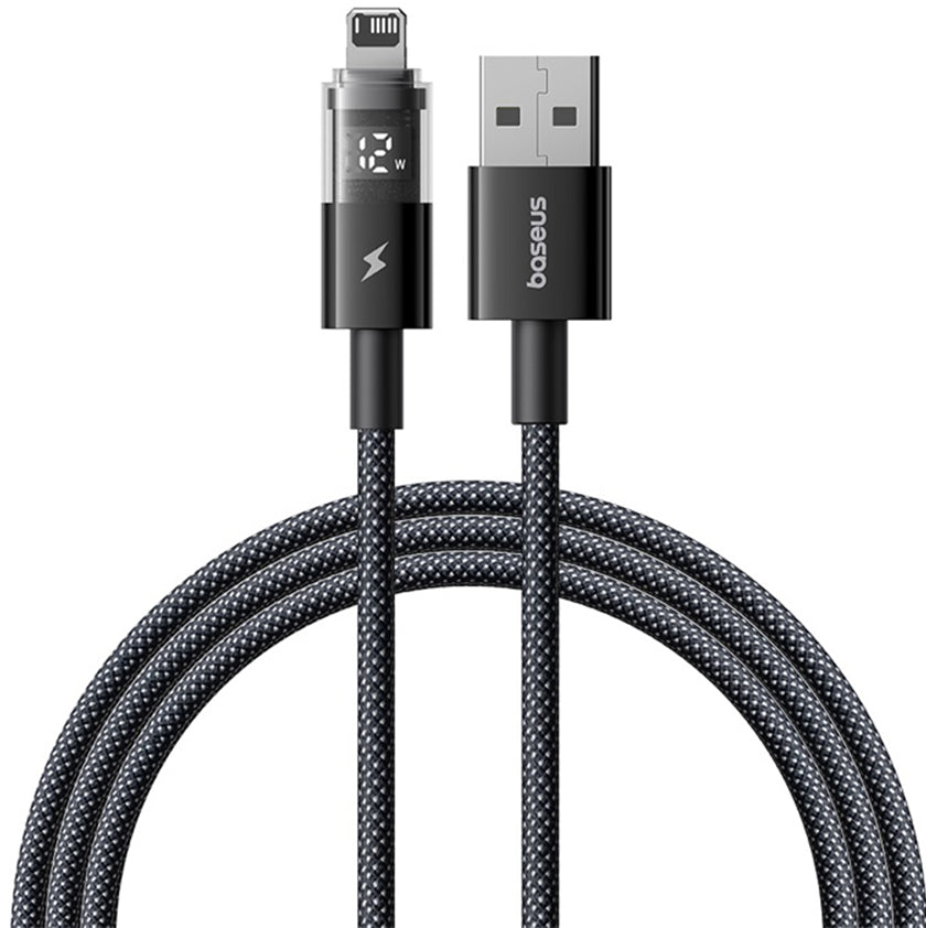 Cablu Date si Incarcare USB-A - Lightning Baseus Display 2, 18W, 1m, Negru P10382700121-00