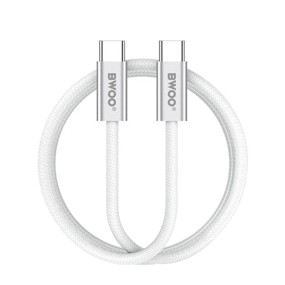 Cablu Date si Incarcare USB-C - USB-C BWOO BO-X317C, 240W, 1m, Alb