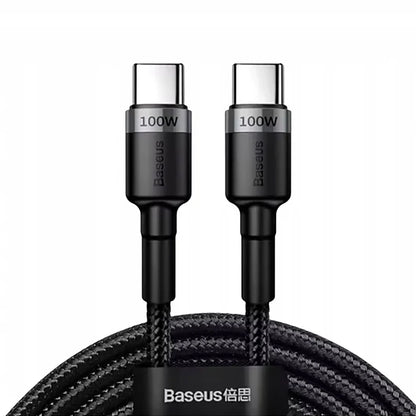 Cablu Date si Incarcare USB-C - USB-C Baseus Cafule, 100W, 2m, Gri CATKLF-BLG1