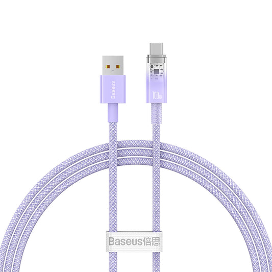 Cablu Date si Incarcare USB-A - USB-C Baseus Explorer, 100W, 1m, Mov CATS010405