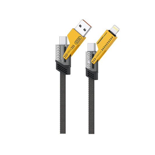 Cablu Date si Incarcare USB-A / USB-C - Lightning / USB-C XO Design NB283, 60W, 1m, Gri