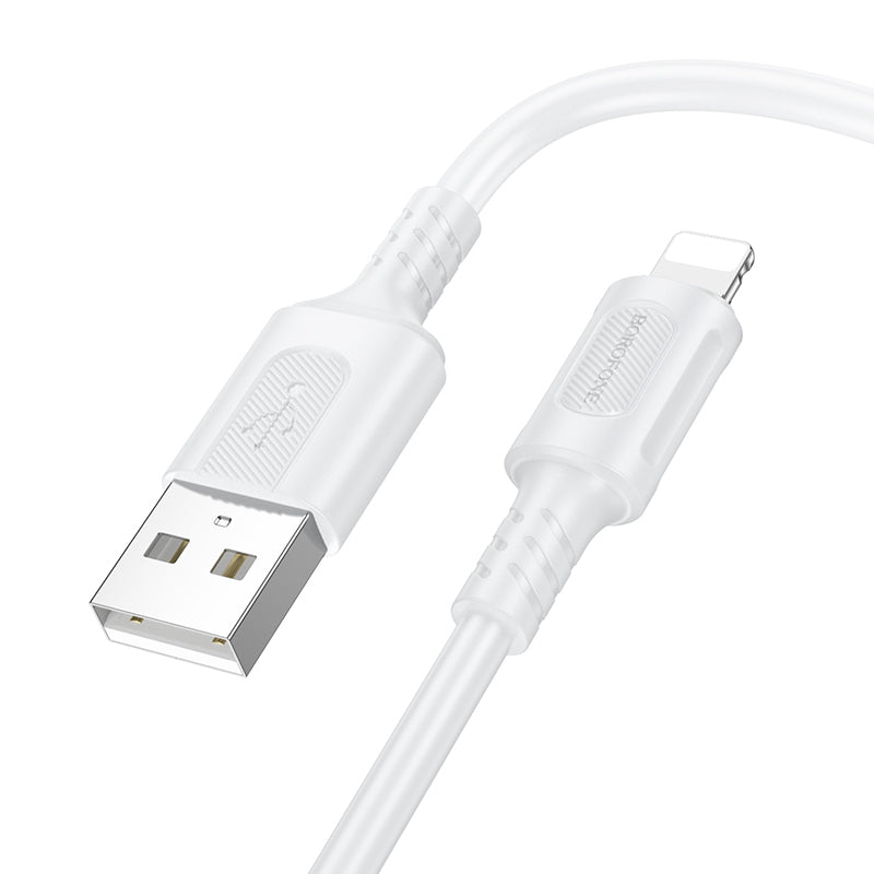 Cablu Date si Incarcare USB-A - Lightning Borofone BX111 Feliz, 18W, 1m, Alb