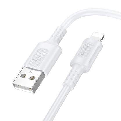 Cablu Date si Incarcare USB-A - Lightning Borofone BX111 Feliz, 18W, 1m, Alb