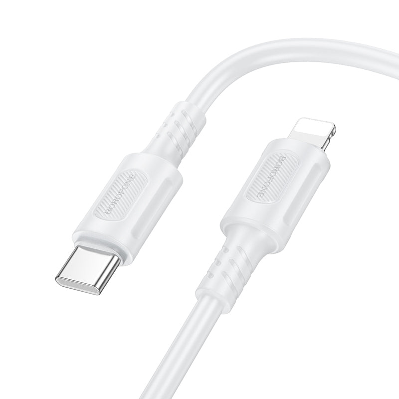 Cablu Date si Incarcare USB-C - Lightning Borofone BX111 Feliz, 27W, 1m, Alb