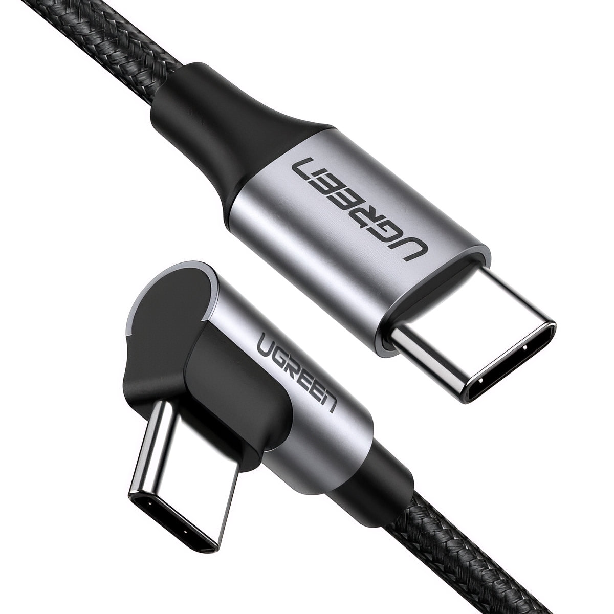 Cablu Date si Incarcare USB-C - USB-C UGREEN US255 Angled, 60W, 3m, Gri