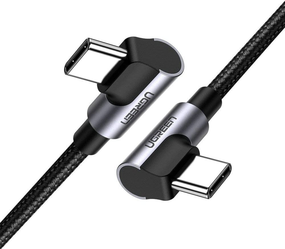Cablu Date si Incarcare USB-C - USB-C UGREEN US323 Angled, 60W, 2m, Negru