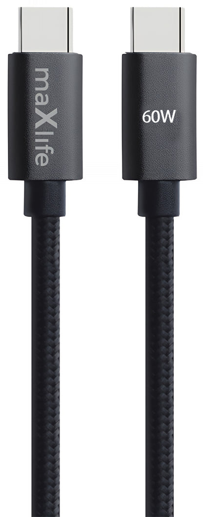 Cablu Date si Incarcare USB-C - USB-C MaXlife MXUC-12, 60W, 1m, Negru