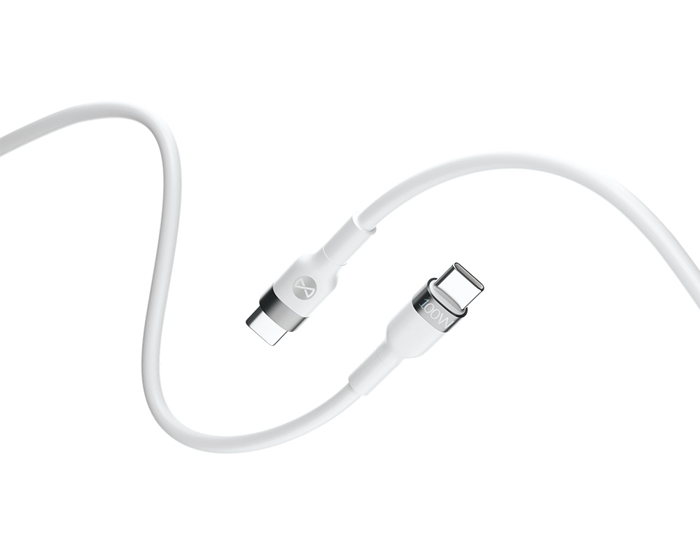 Cablu Date si Incarcare USB-C - USB-C Forever Flexible, 100W, 2m, Alb