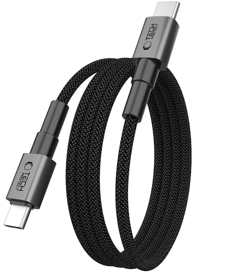 Cablu Date si Incarcare USB-C - USB-C Tech-Protect Ultraboost DNA MagTwist, 100W, 2m, Gri