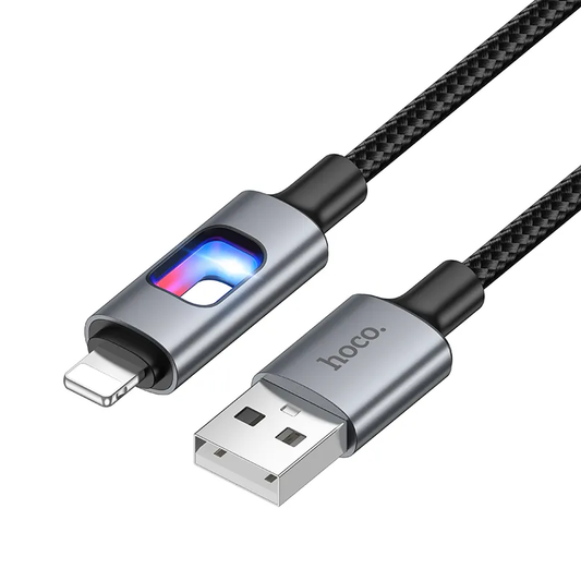 Cablu Date si Incarcare USB-A - Lightning HOCO U144 Led, 18W, 1.2m, Negru