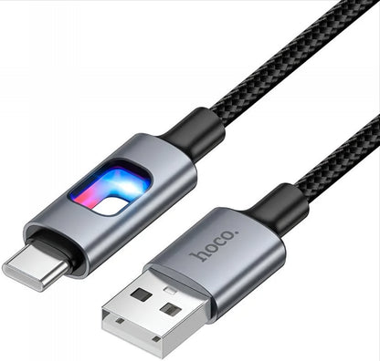 Cablu Date si Incarcare USB-A - USB-C HOCO U144 Led, 18W, 1.2m, Negru