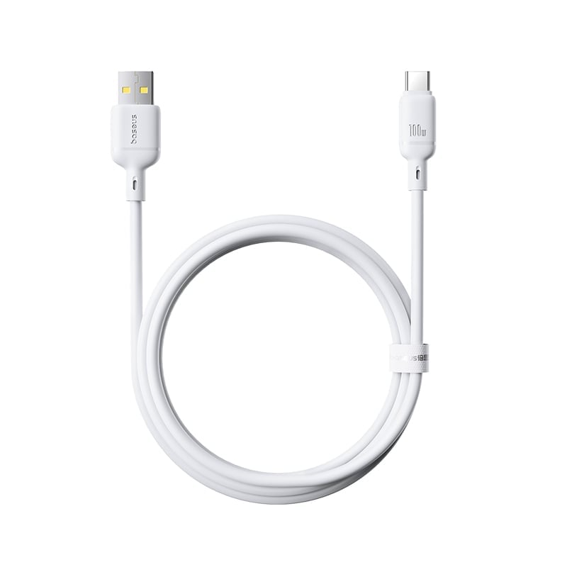 Cablu Date si Incarcare USB-A - USB-C Baseus Silky, 100W, 1m, Alb P10377703213-00