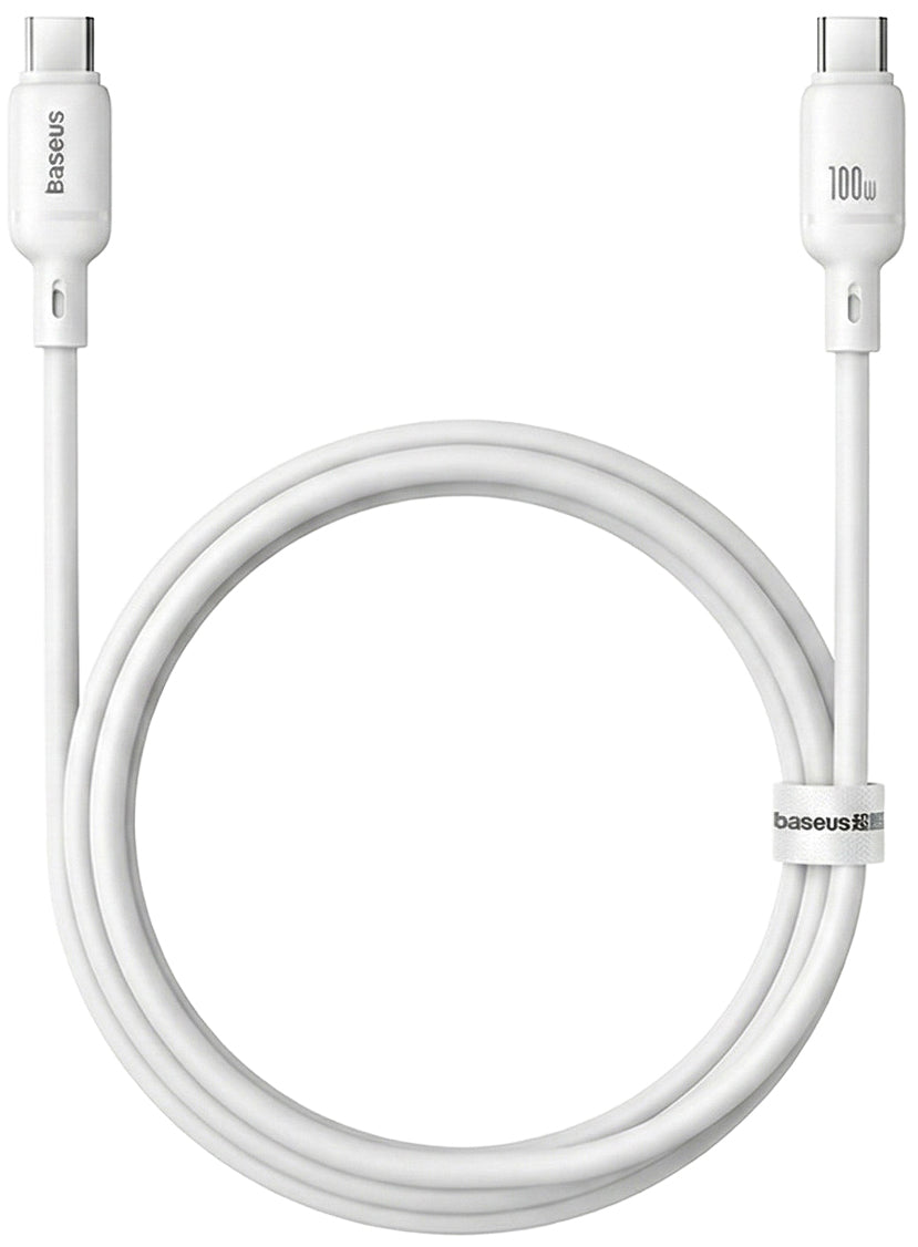 Cablu Date si Incarcare USB-C - USB-C Baseus Silky, 100W, 1m, Alb P10377704213-00