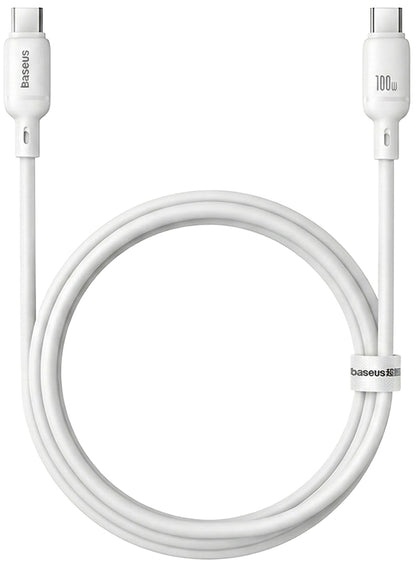 Cablu Date si Incarcare USB-C - USB-C Baseus Silky, 100W, 1m, Alb P10377704213-00