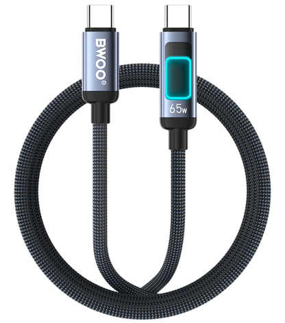 Cablu Date si Incarcare USB-C - USB-C BWOO X324CC Display, 65W, 1m, Negru