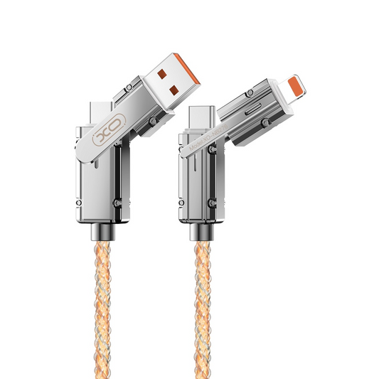 Cablu Date si Incarcare USB-C / USB-A - USB-C / Lightning XO Design NB276, 60W, 1m, Gri