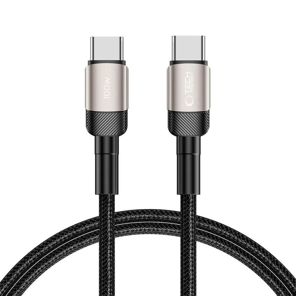 Cablu Date si Incarcare USB-C - USB-C Tech-Protect Ultraboost EVO, 100W, 1m, Argintiu